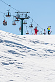 Ski slope, chair lift, Compatsch, Alpe di Siusi, South Tyrol, Alto Adige, Italy