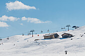 Chair lift, ski slope, Compaccio, Alpe di Siusi, South Tyrol, Alto Adige, Italy