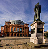 Gutenberg Monument and State Theater in Mainz, Rhineland-Palatinate, Germany