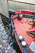 Old ships in the Spree Canal, historic harbour, Berlin, Germany