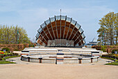 Concert shell in the Kaiserbad Heringsdorf on the island of Usedom in spring 2022 near the pier.