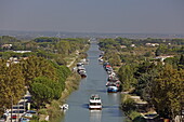View of the Canal du Rhône à Séte from the Tour de Constance in Aigues-Mortes, Camargue Occitania France