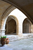 Courtyard of the Louis Jus Foundation, Les Baux-de-Provence, Bouches-du-Rhone, Provence-Alpes-Cote d&#39;Azur, France