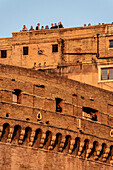 Tourists at the Castel Sant'Angelo, Castel Sant'Angelo, UNESCO World Heritage Site, Rome, Lazio, Italy, Europe