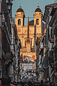 Blick auf die Spanische Treppe mit Kirche Santissima Trinità dei Monti, Rom, UNESCO Weltkulturerbe Rom, Latium, Lazio, Italien