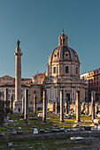 Trajan's Forum with Trajan's Column and the Church of Santa Maria di Loreto in the background, Rome, Lazio, Italy, Europe