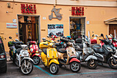 Scooter, Vespa parking, Rome, Lazio, Italy, Europe