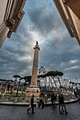 Trajan's Forum with Trajan's Column and the Church of Santa Maria di Loreto in the foreground, Rome, Lazio, Italy, Europe