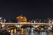 Brücke Ponte Vittorio Emanuele II Castel und Sant'Angelo, Engelsburg im Hintergrund, UNESCO-Weltkulturerbe, Rom, Latium, Italien, Europa