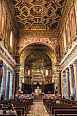 Interior of Basilica di Santa Maria in Trastevere, Rome, Lazio, Italy, Europe
