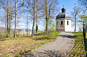 Sigmaringen, Viewpoint Chapel St. Josef overlooking Hohenzollern Castle Sigmaringen, Swabian Jura in Baden-Württemberg, Germany