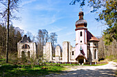 Fridingen an der Donau, ruins of the Mariahilf pilgrimage church, Upper Danube Nature Park in the Swabian Jura, Baden-Württemberg, Germany