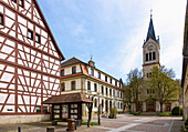 Fridingen an der Donau, historic town center with town hall and parish church of St. Martin, Upper Danube Nature Park in the Swabian Jura, Baden-Württemberg, Germany