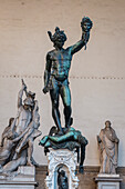 Statue of Perseus with Medusa in the Loggia dei Lanzi, Piazza della Signoria, Florence, Tuscany, Italy, Europe