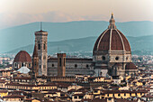 Blick auf Dom, Skyline, Stadtpanorama Florenz vom Piazzale Michelangelo, Toskana, Italien, Europa