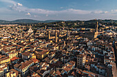 View from the Campanile of the Duomo bell tower on the old town, Duomo Santa Maria del Fiore, Duomo, Cathedral, Florence, Tuscany, Italy, Europe