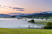 View of the Bavarian Prealps with the Benediktenwand, Habach, Upper Bavaria, Bavaria, Germany