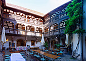 Arcade courtyard of the cultural center Altstadt, Frank-Loebsches-Haus in Landau in der Pfalz, Rhineland-Palatinate, Germany