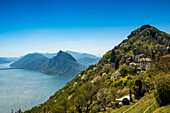 Ortsansicht Brè, Monte Brè, Lugano, Luganer See, Lago di Lugano, Tessin, Schweiz