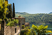Lakeside village, Morcote, Lake Lugano, Lago di Lugano, Ticino, Switzerland