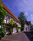 Half-timbered houses on Rosenstrasse in Soest, North Rhine-Westphalia, Germany