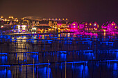 Glowing Marina, Lichterillumination im Yachthafen von Heiligenhafen, Ostsee, Ostholstein, Schleswig-Holstein, Deutschland