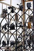 Detail of entrance gate,The Globe Theatre, Bankside, London, England, UK