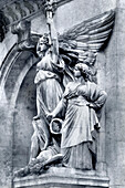 Lyrical Drama façade sculpture by Jean-Joseph Perraud on the front of the Paris