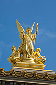 Gold Liberty roof sculpture by Charles Gumery on top of the Paris Opera Palais