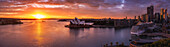 Sydney harbour with cruise ship docked at dawn.