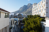 View of Table Mountain from a hotel window in Cape Town, South Africa