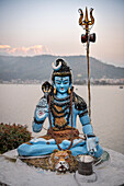 Hindu statue at Phewa Lake, Pokhara, Kaski, Nepal, Himalayas, Asia