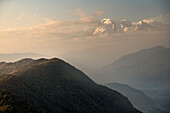 View from Sarangkot towards the Annapurna massif, Pokhara, Kaski, Nepal, Himalaya, Asia