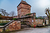 View of the Hausgenossen Tower in Wissenbourg, Alsace, Bas Rhine, Grand Est, France, Europe