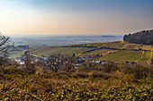View from the Palatinate Forest to the Rhine plain, Birkweiler, Southwest Palatinate, Rhineland Palatinate, Germany, Europe