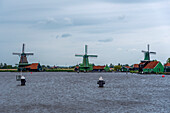 Historic windmills, Zaanse Schans, Zaandam, North Holland, Netherlands