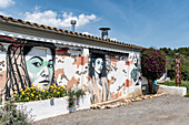 Nagai Ibiza, Japanese restaurant, mural painting, Santa Eularia, Ibiza, Eivissa, Balearic Islands, Spain, Europe