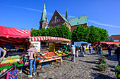 Markttag vor dem Meldorfer Dom, Meldorf, Meldorf, Dithmarschen, Nordseeküste, Schleswig Holstein, Deutschland, Europa