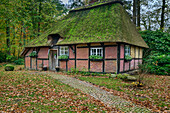 Witch&#39;s house in Wesel, half-timbered house, Wesel, Heidschnuckenweg, Lüneburg Heath, Lower Saxony, Germany