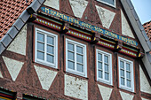 Fassade eines Fachwerkhauses, Celle, Heidschnuckenweg, Niedersachsen, Deutschland