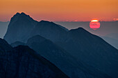 Sunrise at Veliki vrh, Veliki vrh, high tower, Karawanken, Slovenia, Carinthia, Austria