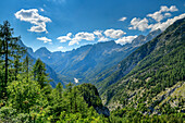 Blick vom Supca Aussichtpunkt, am Vrsic Pass, Julische Alpen, Triglav Nationalpark, Slowenien