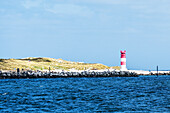 View of the Helgolaender lighthouse from the sea side, Heligoland, North Sea island, Schleswig-Holstein, Germany