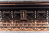 Fassaden-Detail eines Tempels im Arashiyama Park, Kyoto, Japan, Asien