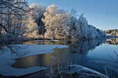 Winterlandschaft mit Frost. Botlyrka Södermanland Schweden