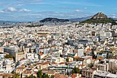 Cityscape of Athens and Lycabettus Hill in the background,Athens,Greece.