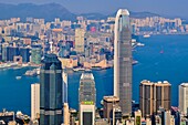 China,Hongkong,Skyline von Hong Kong Island und Kowloon vom Victoria Peak.