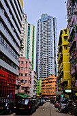 China, Hong Kong, Hong Kong Island, Wan Chai, bunte Häuser.