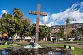 cross monument celebrating the 500th Anniversary of the Diocese in Funchal,Madeira,Portugal,Europe.