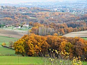 view of countryside from Monsegur,Lot-et-Garonne Department,Nouvelle Aquitaine,France.